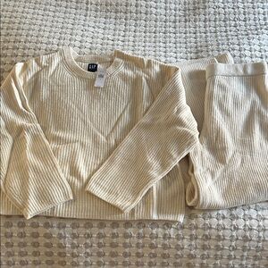 GAP Beige Ribbed Knit Lounge Set